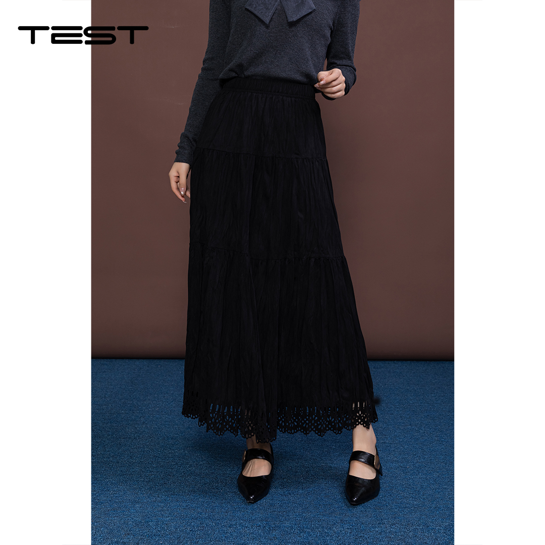 冬上新时尚百搭蕾丝高腰显瘦轻松打造优雅气质摆裙3254021