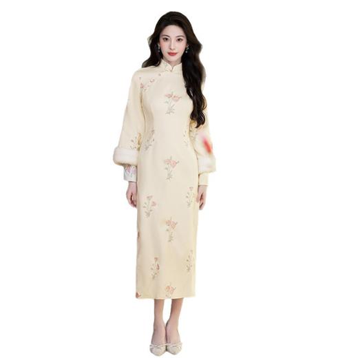 SKY 3125229时尚改良宽松版雪尼尔绣花倒大袖旗袍日常 商品图4