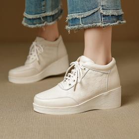 【预售5天】真皮圆头坡跟中跟，及踝靴休闲短靴子168XY&L023