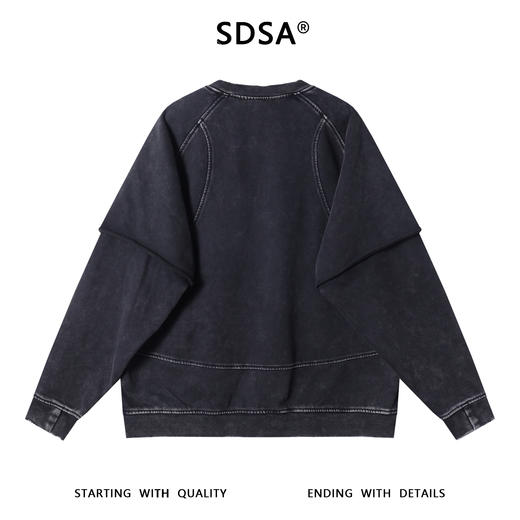 11357SDSA男士秋冬新款痞帅男装韩版磨白解构拉链口袋圆领卫衣百搭宽松 商品图5