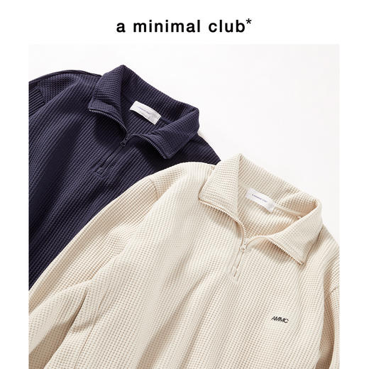 a minimal club刺绣logo华夫格半拉链卫衣翻领长袖半开襟AM59ST15 商品图0