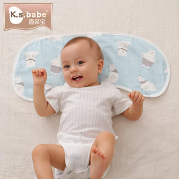 喜亲宝 新生儿拍嗝巾6层纱布围嘴防吐奶口水巾吸汗巾【2条装A类】粉色 商品图1