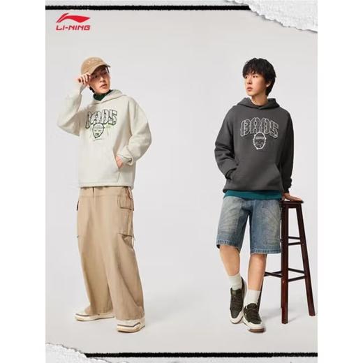 李宁男子2025秋季套头印花连帽运动上衣健身卫衣AWDV317-9 商品图0