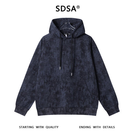 SDSA男士秋冬新款痞帅男装复古扎染抽绳连帽卫衣休闲百搭套头上衣 商品图1