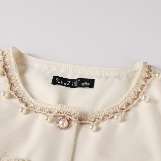 奢姿大码女装2025秋季减龄钉珠粗花边两件套胖妹妹时尚百褶套装9953953639AB 商品图1