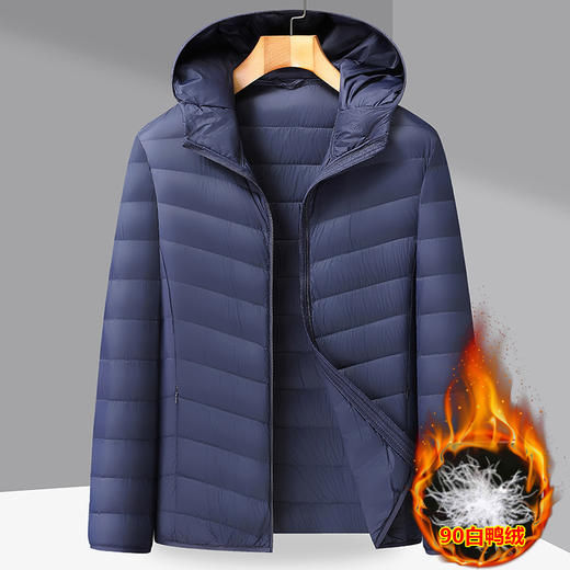 【DX】大依优型大码男装轻薄连帽羽绒服商务休闲百搭宽松短款外套90绒保暖防钻绒 商品图1