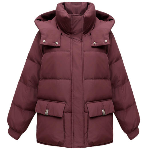 QYM 25XYY02-Y羽绒服连帽防风大码宽松加厚保暖外套 商品图4