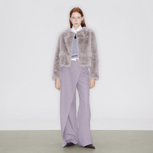 lost in echo2025秋冬新款时尚复古立体绗缝短款保暖皮草外套女 商品图4