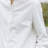 绽放705朵/纯棉绒感法式立领木耳边长袖衬衫女V领宽松小衫冬新款 商品缩略图3