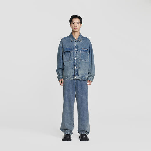 MODE COMMUTER | MC秋季宽松阔腿水洗牛仔长裤牛仔裤MCE105T05C 商品图1