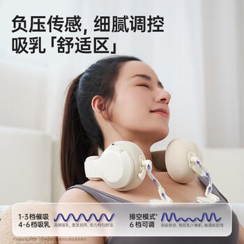 小白熊吸奶器免手扶电动全自动热敷便携挂脖式双边挤奶器大吸力3058 商品图4