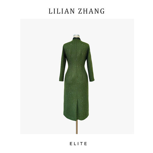 定制—静奢风—墨玉提梁—新中式墨绿东方韵味旗袍连袖连衣裙2501216 商品图1