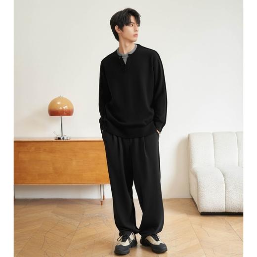 gxg.jeans男装 黑色假两件半开襟休闲毛衣针织衫男 25年春热卖 商品图3
