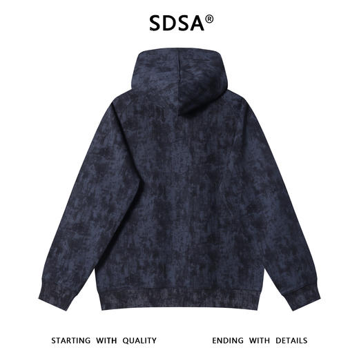 SDSA男士秋冬新款痞帅男装复古扎染抽绳连帽卫衣休闲百搭套头上衣 商品图5