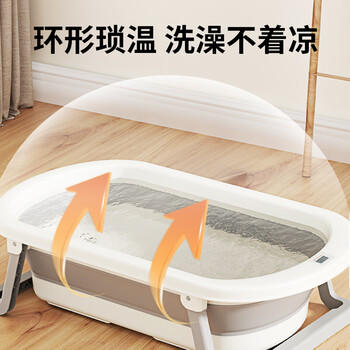 日康（rikang）婴儿洗澡盆折叠盆电子感温浴盆+浴网  X1034-3 雾蓝 商品图4
