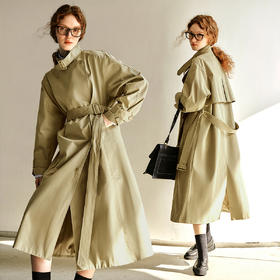 OLrain欧芮儿卡其色中长款风衣女秋季2025新款时尚通勤英伦风外套