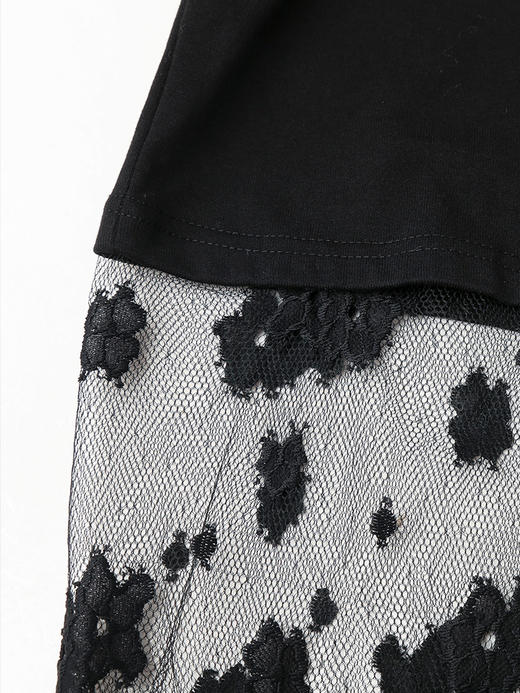 黑色爱心亮片上衣 + 灰色蕾丝花纹半裙套装 秋冬甜酷风长袖假两件套连衣裙 商品图3
