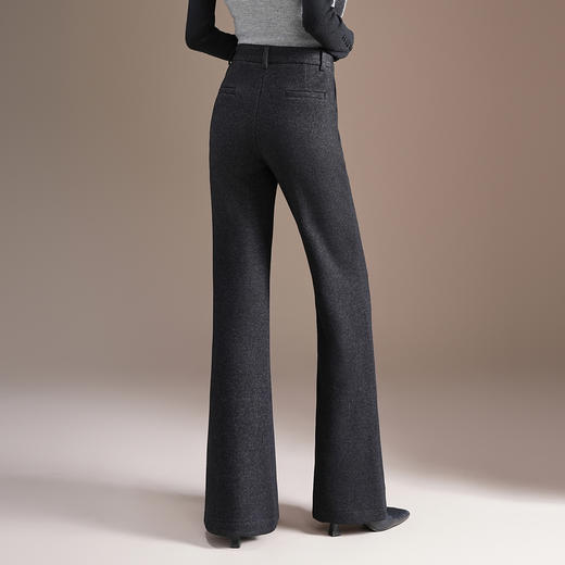 BFZY-F9558-Y毛呢微喇裤秋冬季厚款女装羊毛裤气质优雅高腰裤保暖休闲长裤子 商品图2