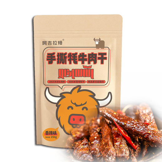 阿吉拉姆 手撕牦牛肉干（麻辣味、五香味）剔除筋膜 告别嚼不动 250G/包 商品图0