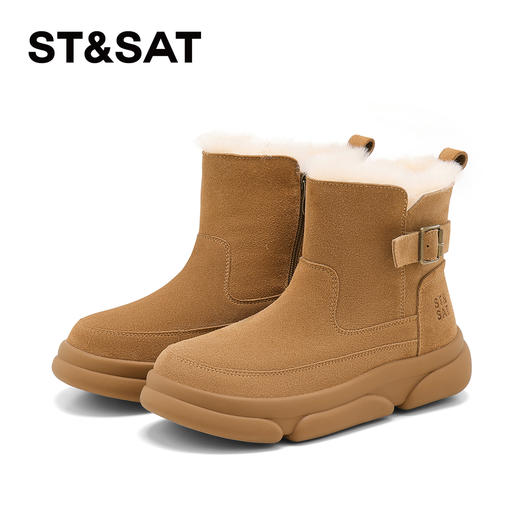 星期六金属扣厚底加绒防滑雪地靴SSD4118CQ6 商品图11