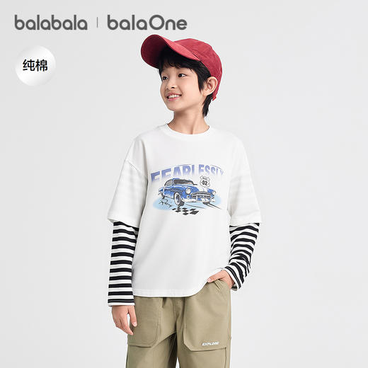 巴拉巴拉balaOne儿童长袖t恤男童女童2025秋季新款假两件纯棉上衣 商品图1