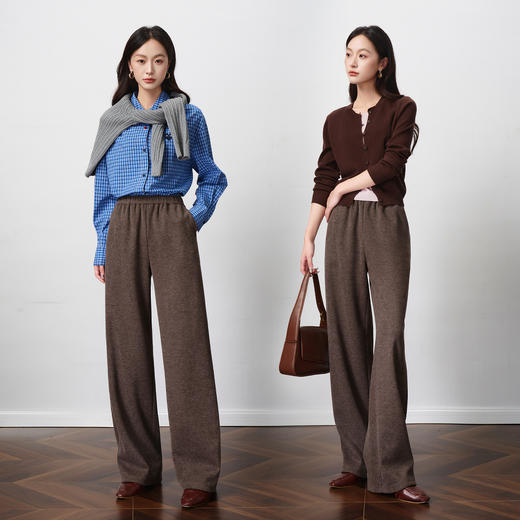 【醋酸羊毛】OLrain欧芮儿秋季2025新款针织宽松直筒阔腿休闲裤女 商品图2