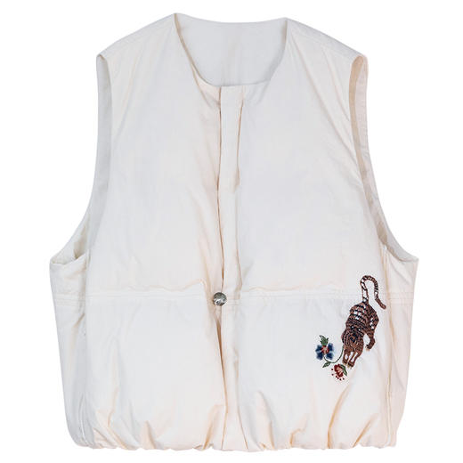 牧衣游原创 刺绣60支棉红嘴雁羽绒马夹蓬松保暖宽松百搭开衫 轻语 商品图4