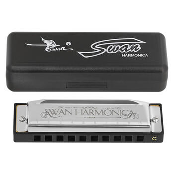 天鹅（SWAN） 10孔C调布鲁斯口琴初学者入门学生成人专业教学款口琴银色 商品图4
