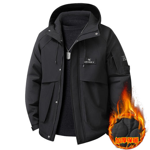 【加大码】【DX】大依优型大码男装冬季连帽棉衣工装棉服外套潮流时尚加肥加大码保暖棉服300斤可穿 商品图4