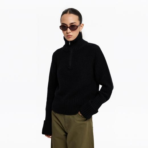 oneup羊毛粗针半拉链套头毛衣（男女同款） 商品图7