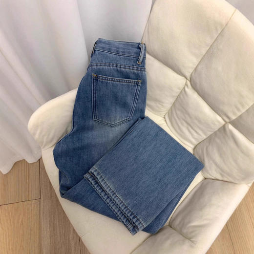 冬季新款加绒加厚直筒牛仔裤女大码胖mm高腰宽松显瘦窄版阔腿裤女 商品图3