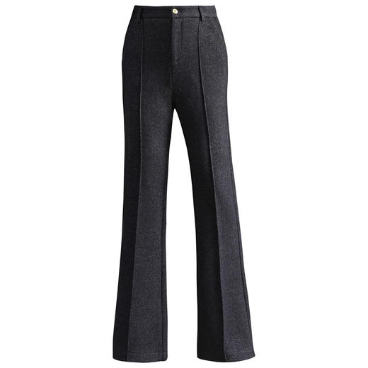 BFZY-F9558-Y毛呢微喇裤秋冬季厚款女装羊毛裤气质优雅高腰裤保暖休闲长裤子 商品图4