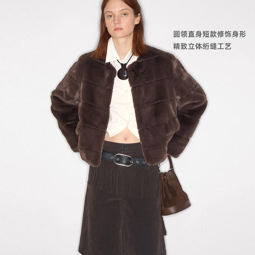 lost in echo2025秋冬新款时尚复古立体绗缝短款保暖皮草外套女 商品图1