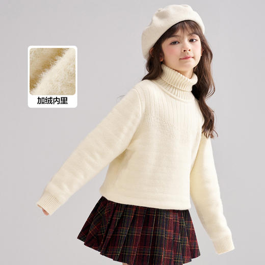 笛莎Deesha 2025冬季女童时尚基础加厚高领套头针织衫 商品图2