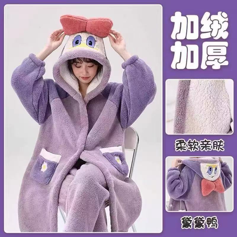 【YW】无忧购“清仓特价”黛西鸭加绒加厚睡袍长裤套装（现货发)