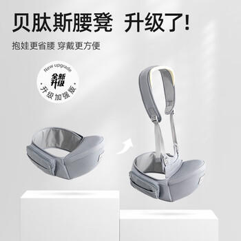 贝肽斯腰凳婴儿背带前抱式腰凳0-36个月前后两用宝宝背娃神器 莫斯蓝 商品图1