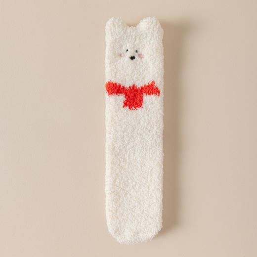 【YW】无忧购19元2双，29元5双可爱小猫小狗地板袜立体袜刺绣珊瑚绒袜子（现货发) 商品图10