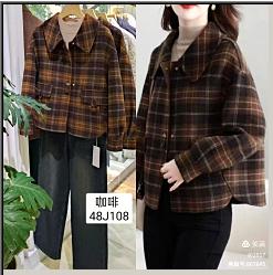 48J108咖格羊毛短大衣 商品图0