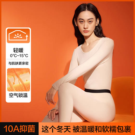 【10A抑菌】【M-XXL】【有棵树】女士棉氨保暖内衣套装（95%棉 5%氨纶） 商品图5