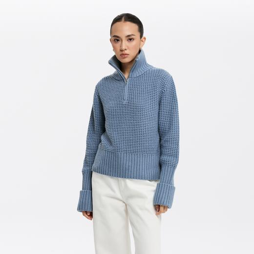 oneup羊毛粗针半拉链套头毛衣（男女同款） 商品图5