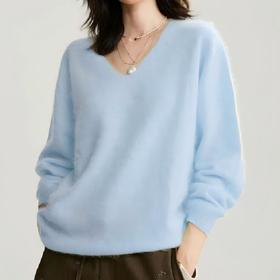 miu*iu同款 SUSX奶fufu细闪糖果色系无缝一体拉毛针织衫（下单3-7天发货）