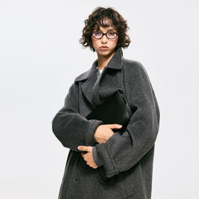 棉仓3671023002-【总裁大衣】双面呢羊毛羊绒大衣中长款宽松毛呢外套