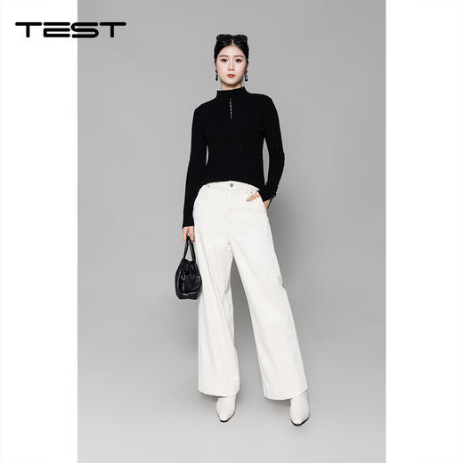 冬上新轻松打造干练优雅气质垂感阔腿牛仔裤3254011 商品图5