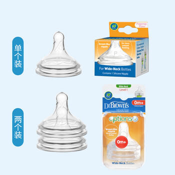 布朗博士婴儿奶嘴 宽口径硅胶圆孔中流速 3-6月 (1个装) 爱宝选PLUS 商品图1