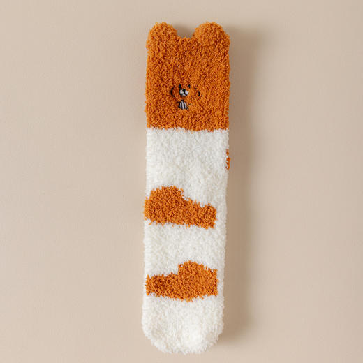 【YW】无忧购19元2双，29元5双可爱小猫小狗地板袜立体袜刺绣珊瑚绒袜子（现货发) 商品图7