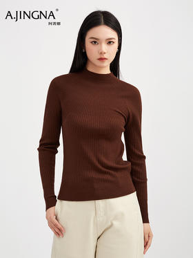 【商场同款】阿菁娜冬季新款太阳花领针织衫渐变坑条工艺插肩袖设计修身内搭A30D301016