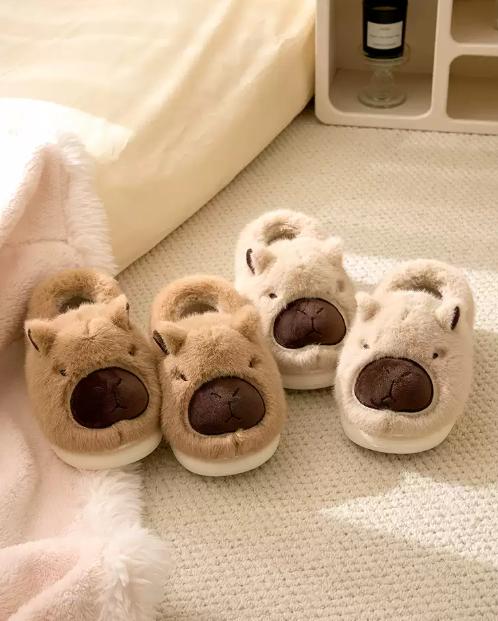 卡皮巴拉棉拖鞋女   2025新款包跟加毛绒情侣秋冬季可爱家居男士棉鞋3.247 商品图3