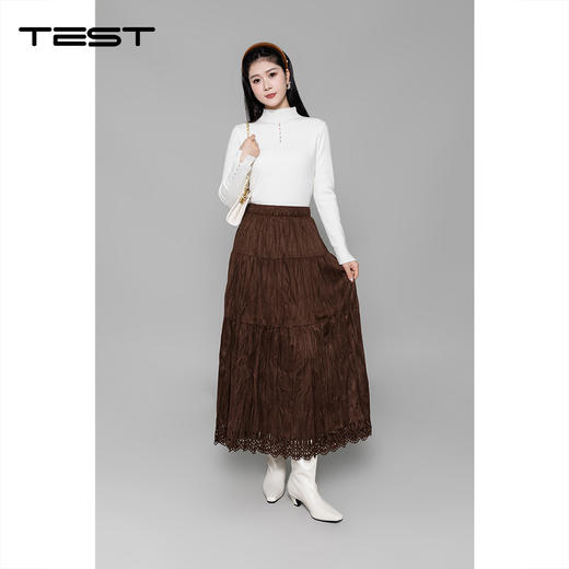 冬上新时尚百搭蕾丝高腰显瘦轻松打造优雅气质摆裙3254021 商品图4