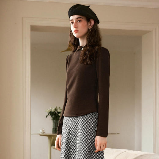 OLrain欧芮儿2025新款女冬季钉珠高领法式针织套头打底衫长袖T恤 商品图3