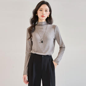 「高货sh」全新升级【铂金会员146/天猫189/差价43】(02001)洛诗琳高级感半高中领纯色T恤2025秋季修身显瘦高弹打底衫